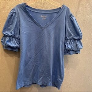Lilly Pulitzer Sky Blue Puff Sleeve Blouse